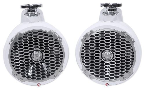 Pair rockford fosgate pm282w 8&#034; 400 watt marine wakeboard tower speakers white