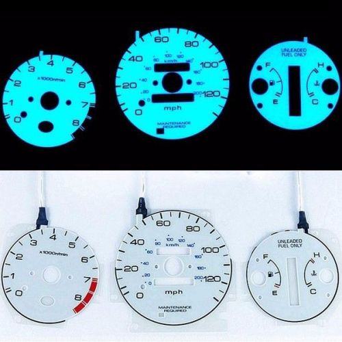 Indiglo glow gauge dash white face el cluster for honda civic ex at 96-00