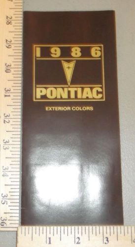 1986 pontiac exterior color chip selector brochure firebird teans am fiero