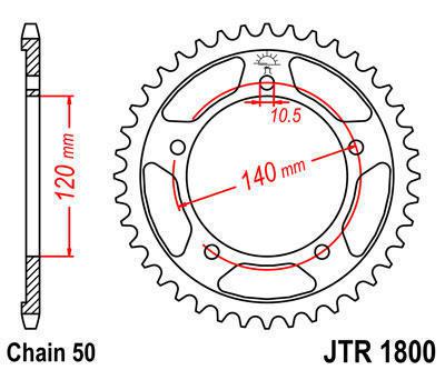 Jt sprocket rear 44t steel triumph 1050 tiger se 2011-2012