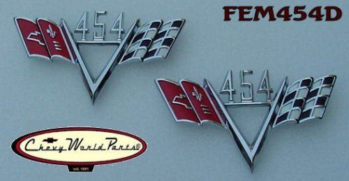 Pair 454 custom flag emblem camaro chevelle nova el camino truck