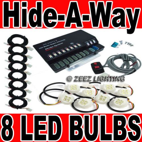 160w car truck hide-a-way emergency warning flashing strobe light 8 led bulb c16
