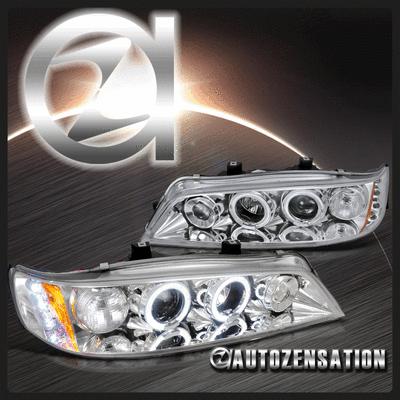 94-97 honda accord 2dr 4dr chrome halo projector led headlights