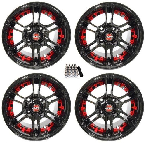 Madjax 14&#034; mirage black/red golf cart wheels/rims yamaha