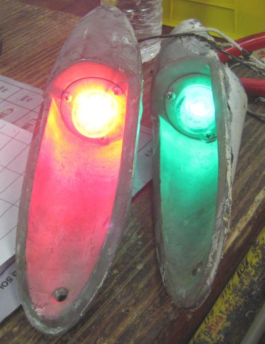 One pair of vintage chris craft side lights chrome over brass red and green