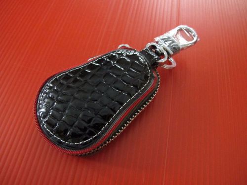 Gloss leather black crocodile style pattern remote smart key case cover shell