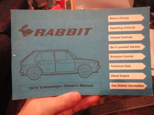 (1) vw volkswagon rabbit 1978 owner&#039;s manual