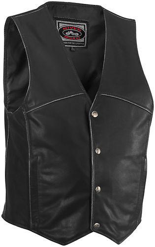 New river road mens rambler leather motorcycle vest, black, us-48