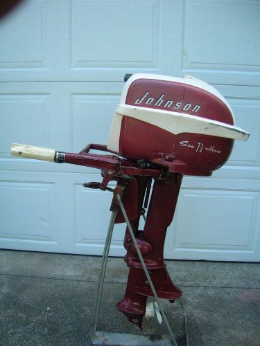 1956 johnson seahorse 7 1/2hp outboard motor runs water impeller weak vgc