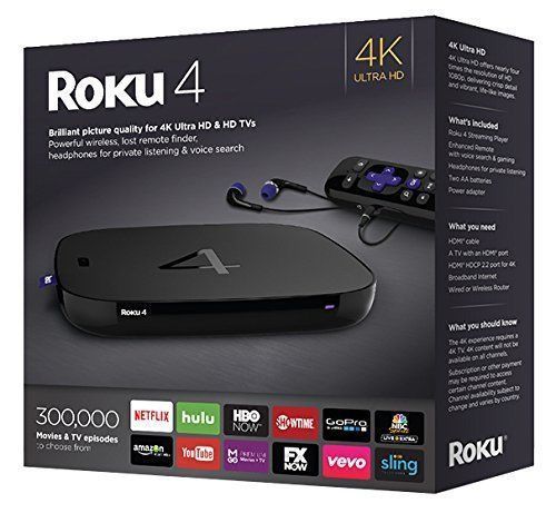 Roku 4 streaming media player (4400r) 4k uhd newest☆brand new☆no customs fees☆