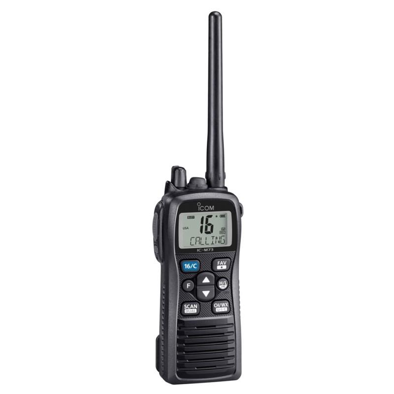 Icom m73 handheld vhf radio 6 watts submersible black w/belt clip and more