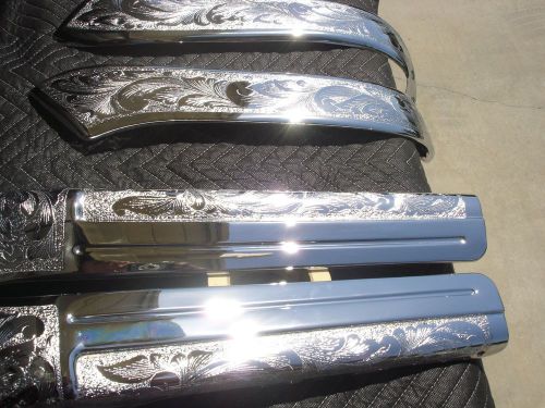 Chrome seat trim set 65-70 impala, caprice, &amp; biscayne (custom engraved)