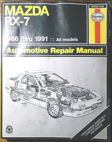 1986-1991 mazda rx-7 haynes auto repair service shop manual #61036 (1419)