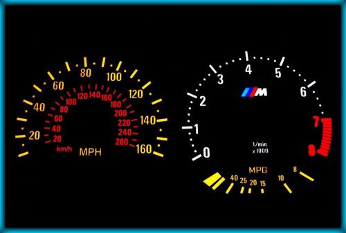 G206 bmw e36 m3 91-99 us 160mph custom baw el plasma glow gauges cluster dials