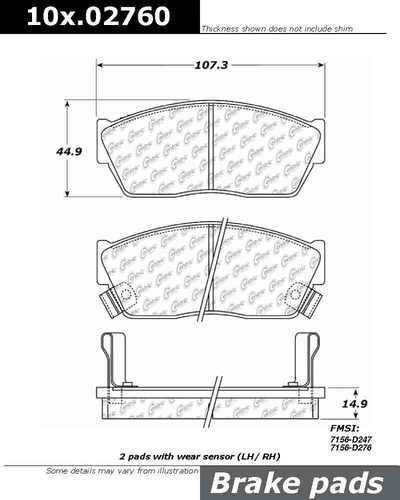 Centric 105.02760 brake pad or shoe, front-posi-quiet ceramic w/shims-preferred