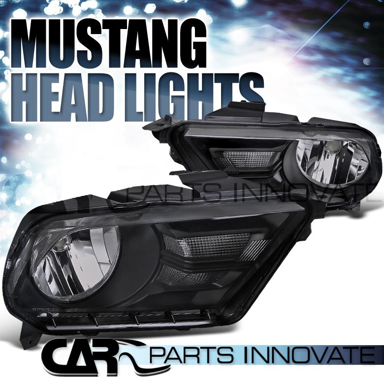 Ford 10-13 mustang gt black housing crystal smoke headlights lamp
