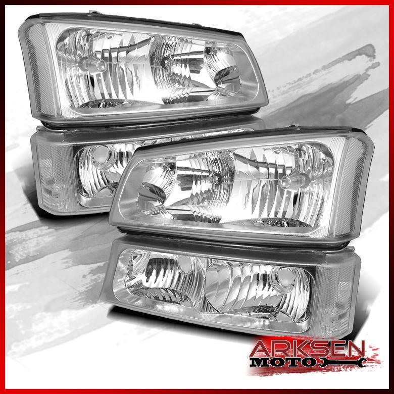 03-06 chevy silverado avlanche crystal headlights+bumper signal lights lamp set