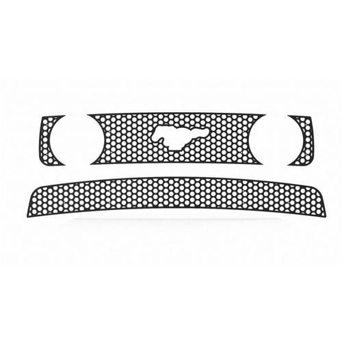 Ford mustang gt 05-09 black circle punch front metal grille trim cover insert