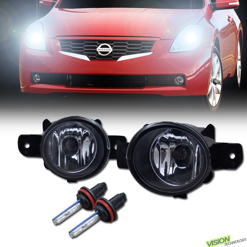 H11 bulb 6000k xenon hid+clear lens fog lights lamps+switch 08-12 altima 2d/2dr