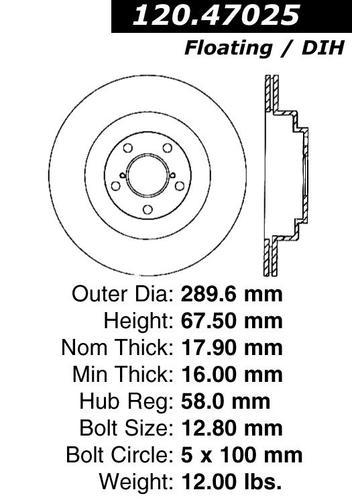 Centric 120.47025 rear brake rotor/disc-premium rotor-preferred