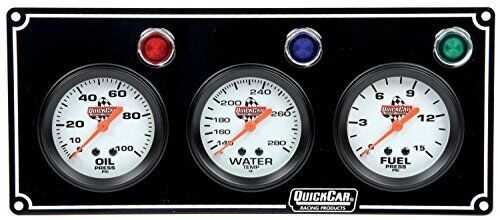 Quickcar racing    61 6712    3 gauge panel  op wt fp black