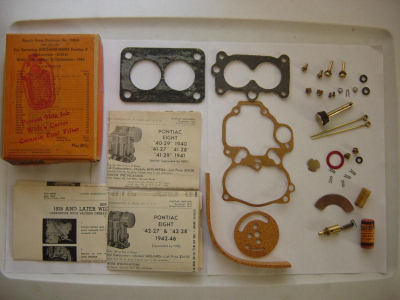 Carb repair kit 1940-1946 pontiac eight with a carter wdo carb# 469s, sm, 540s