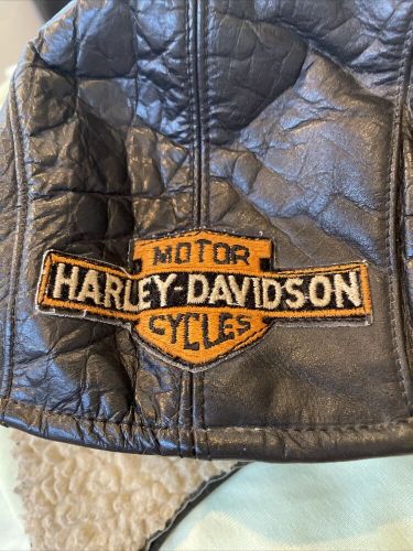 Harley davidson vintage leather helmet cap motorcycle adjustable chin strap xl