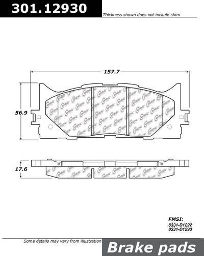 Centric 301.12930 brake pad or shoe, front-centric premium ceramic pads w/shims