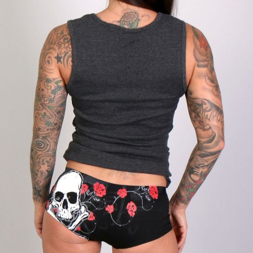 Milwaukee leather women&#039;s cotton blend screen printed biker boy shorts underwear