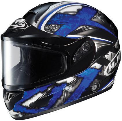 Hjc cl-16sn shock dual lens black silver blue snow helmet adult sm small