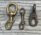 3 vintage brass swivel rigging snap hooks - italy- spain