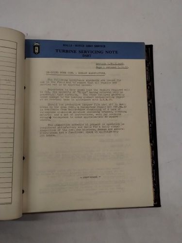 Rolls royce model dart turbine servicing notes-original