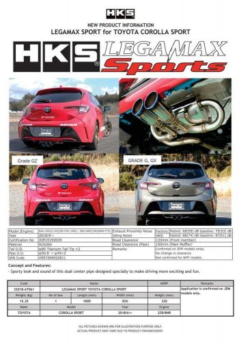 Hks 32018-at061 legamax sport exhaust for toyota corolla hatchback