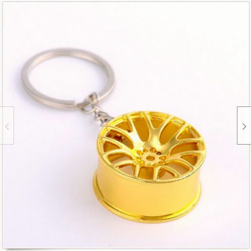 For car parts key chain motor hub valve piston engine rotate keyring gold