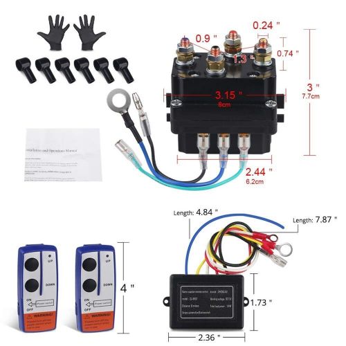 Waterwich 12v 250a winch solenoid relay contactor+2pcs wireless winch remote ...