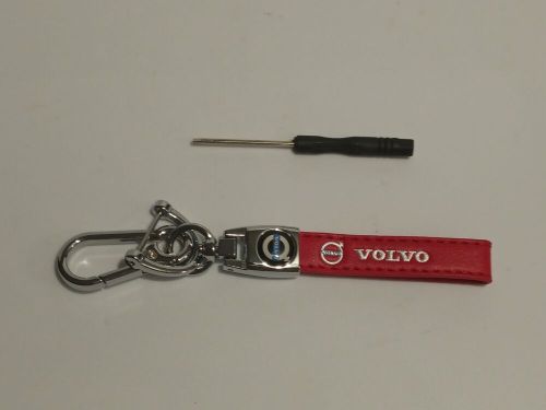 Genuine leather car keychain set for volvo key ring lanyard accessories s-1 red