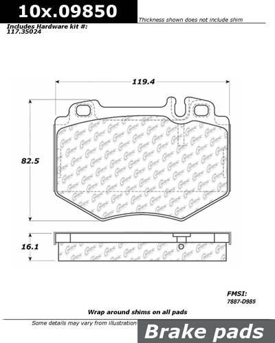 Centric 104.09850 brake pad or shoe, front