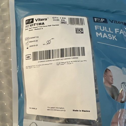 New sealed f&amp;p vitera full face mask - mask &amp; head gear medium a ref vit1ma cpap