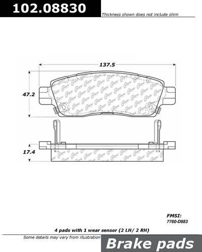 Centric 102.08830 brake pad or shoe, rear-c-tek metallic brake pads