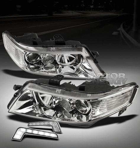 2004-2005 acura tsx jdm clear lens projector headlight lamp w/led drl kit signal