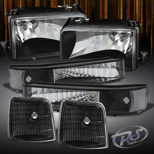 92-96 f150 f250 f350 bronco black headlights +corner lamps+bumper signal lights