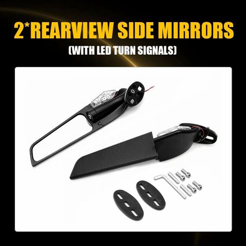 For kawasaki ninja zx10r zx6r z636 wind swivel wing rearview side mirror w/led b