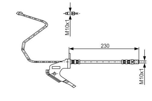 Brake hose fits vauxhall combo c rear left 1.4 1.6 1.3d 1.7d 04 to 12 hydraulic