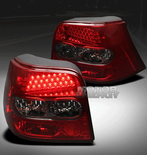 1999-2004 vw golf iv 4 led rear tail brake lights red/smoke 2000 2001 2002 2003