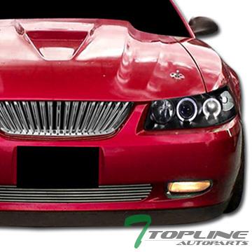 Chrome vertical style front hood bumper grill grille 99 00-04 ford mustang v6 v8