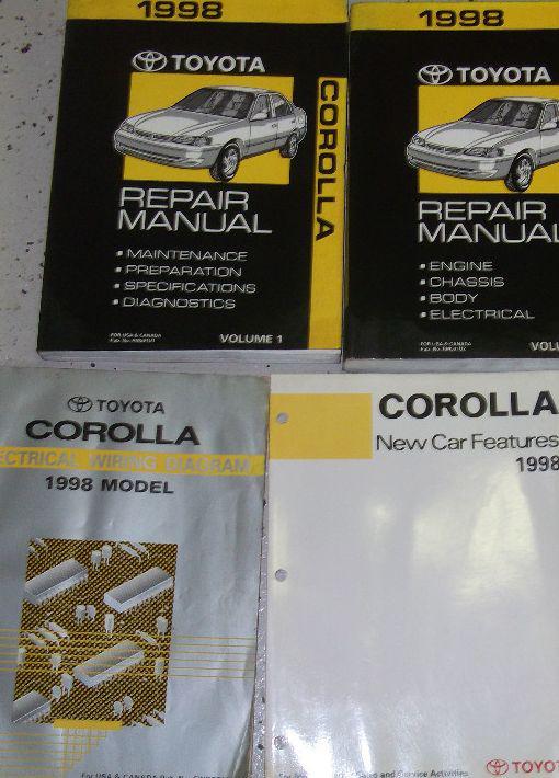 1998 toyota corolla service repair shop manual factory set w wiring book & featu