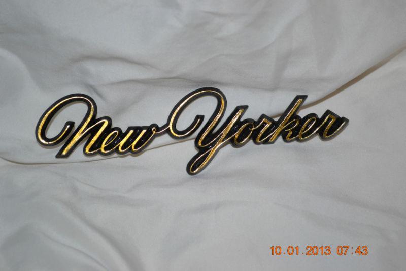 Chrysler new yorker gold emblem script metal trim