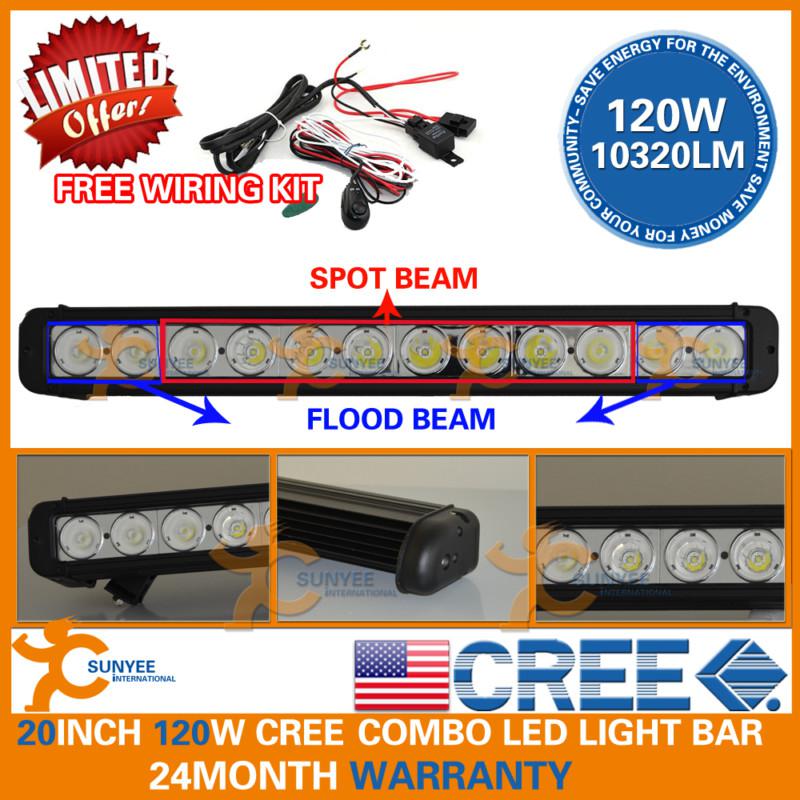 20inch 120w cree led light bar work light 10320lm flood spot 4wd lamp offroad 