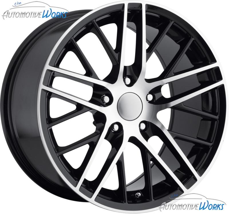 17x8.5 replica chevy corvette c6 zr1 5x120.65 5x4.75 +49mm black machined 17"