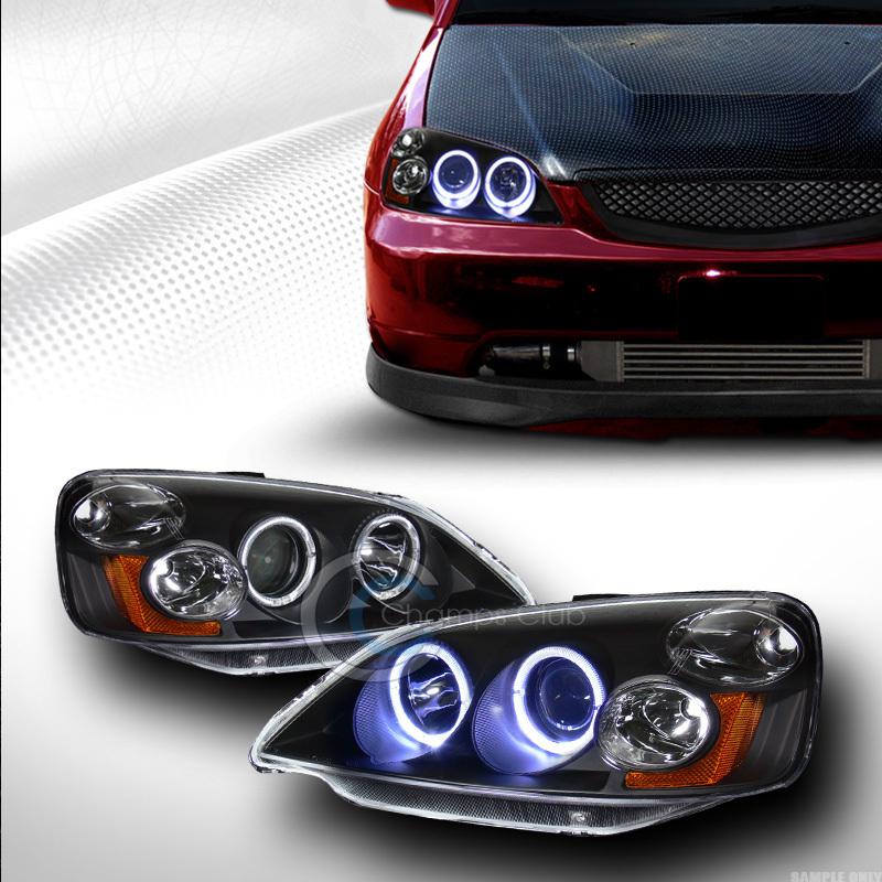 Jdm black dual halo rims projector head lights signal amber ks 01-03 honda civic